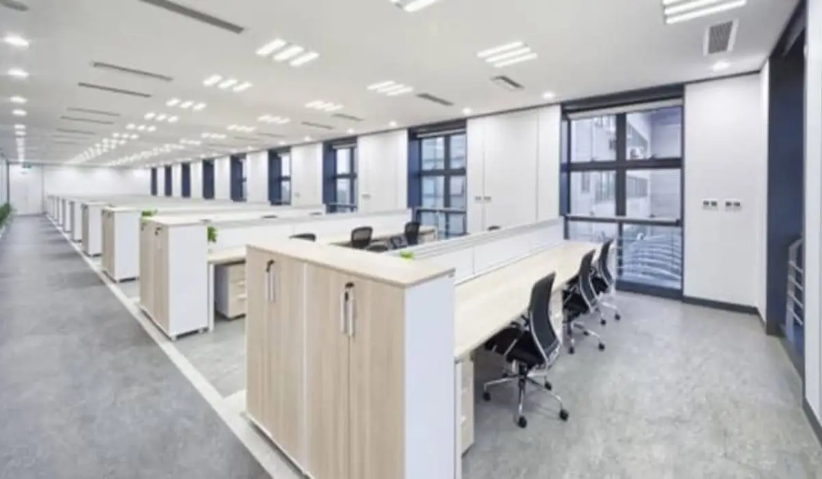 clean office workspace with desks